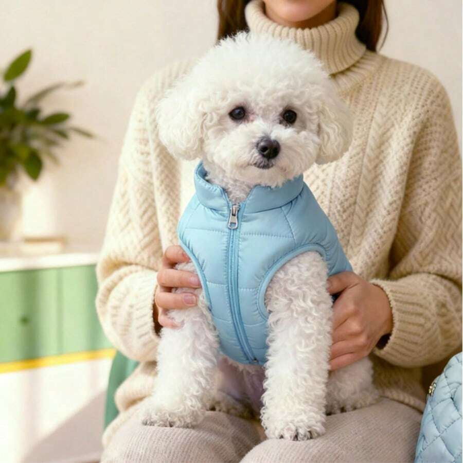 Winter Warm Dog & Cat Jacket - Thick Insulated Coat For Small Dogs | Soothing Colors Available: Cloud Blue (Light Blue), Classic Black