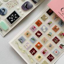 1pc Simple Solid Color Sticker, Cute Cartoon Ocean World Window Sticker With Seashells And Starfish, Suitable For Decorating Phones, Tablets - Multicolor - View 7