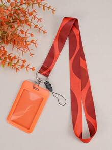 1条橙色波纹教师挂绳，带证件卡套，可爱手机颈带钥匙扣挂绳，可挂信用卡、通行证、手机挂饰配件，带金属钥匙环，是送给女性、男性、教师、学生和员工的绝佳礼物 - 彩色 - 查看 10