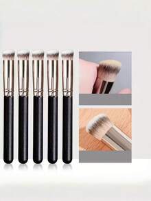 5pcs Premium Makeup Brush Set - Flawless Foundation, Kabuki Blush, And Eye Shadow Brushes, Suitable For Beginners, Can Apply Liquid/Powder/Contour/Mineral Makeup - Multicolor - View 3