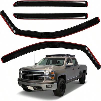 AUXKO In-Channel Rain Guards For Chevy Sierado/GMC Sierra 1500 Crew Cab 2014-2018 Sierado/Sierra 2500HD 3500HD 2015-2019 Crew Cab Easy Install In Channel Side Window Wind Deflectors Visors