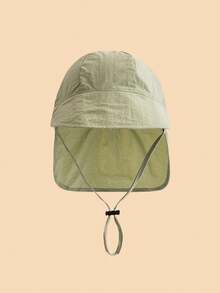 1pc Baby Lightweight UV Protection Neck Covering Beach Bucket Hat, Breathable Soft Skin-Friendly, Full Sun Protection Design With Adjustable Drawstring, Multiple Colors Available, Suitable For Newborns & Infants, Spring/Summer Outdoor Use - Multicolor - View 11