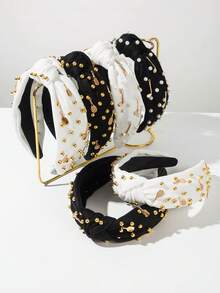 1pc New Solid Color Fabric Knotted Rhinestone Decor Fashion Headband, Personalized Alloy Cross Accessory Hair Decoration - Very Suitable For Women And Women Daily Wear, Simple Facial Washing Hair Accessory, Hairband, Hair Hoop Headbands Head Accessories Beauty Home Hair Accessories,Summer,Holiday,Travel,Festival,Party - Multicolor - View 4