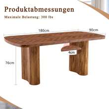 Mesa de comedor color nogal con pedestal arqueado – dimensiones 180*90cm, multifuncional para comedor y área de recepción en el hogar moderno, diseño elegante - Color natural - Ver 5