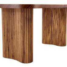 Mesa de comedor color nogal con pedestal arqueado – dimensiones 180*90cm, multifuncional para comedor y área de recepción en el hogar moderno, diseño elegante - Color natural - Ver 8