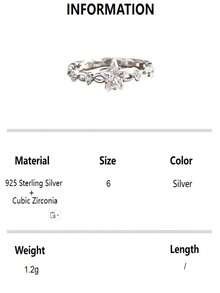 1 件 S925 纯银空心星五角星方晶锆石封闭式戒指，精致时尚的闪亮钻石设计戒指，送给女性朋友的绝佳礼物