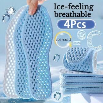 2 Peças de Palmilhas de Verão Refrescantes, Inserções de Calçado Descalço, Absorventes de Suor e Repelentes de Umidade, Macias e Confortáveis, Reutilizáveis, Adequadas para Todos os Calçados, 2 Pares, Palmilhas Refrescantes Roxas/Azuis para o Verão - Sensação de Gelo, Respiráveis, Absorventes de Suor, Absorventes de Choque para Calçados Esportivos e Casuais, Palmilhas Masculinas e Femininas, Material Absorvente de Suor