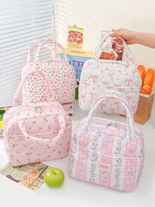 便携式保温午餐包，防水内胆，可爱学生便当包，晚餐保温袋，加厚午餐水果袋，彩色花卉午餐包，超吸睛保冷袋，女生午餐盒 - 彩色 - 查看 2