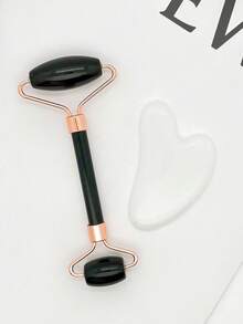 1/2pcs Gua Sha Facial Tools & Jade Roller Set, For Facial Gua Sha, Ice Rolling, Skincare, Gua Sha Board Set To Reduce Puffiness And Improve Wrinkles, Self-Care Gift (Pink) - Pink - View 9