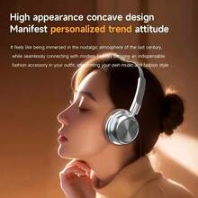 Retro Design Over-Ear Headphones, Suitable For DIs, Watching Movies, Giving As Gifts, PlayingGames, Wireless Headphones, Movie Headphones, Travel Headphones. Compact AndExtendable Design, Fashionable Ear Tips, The Best Choice For Giving As Gifts, Compatible WithMobile Phones, The Top Choice For Watching Movies And Playing Games. - màu nâu - Xem 7