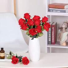 Flori artificiale de trandafir de culoare închisă, decor de Ziua Recunoștinței, cadou de Ziua Îndrăgostiților, aranjament floral realist pentru petrecere, nuntă și ocazii romantice - Multicolor - Vizualizare 10