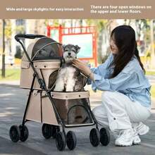 Carrito Plegable Ligero 2 en 1 para Perros y Cochecitos - Transportín para Mascotas de Poliéster 210D Resistente con Plataforma Inferior Espaciosa, Malla de Ventilación y Diseño Plegable para Cachorros/Gatitos - Ideal para Visitas al Veterinario, Parques y Compras - Naranja Coral - Ver 7