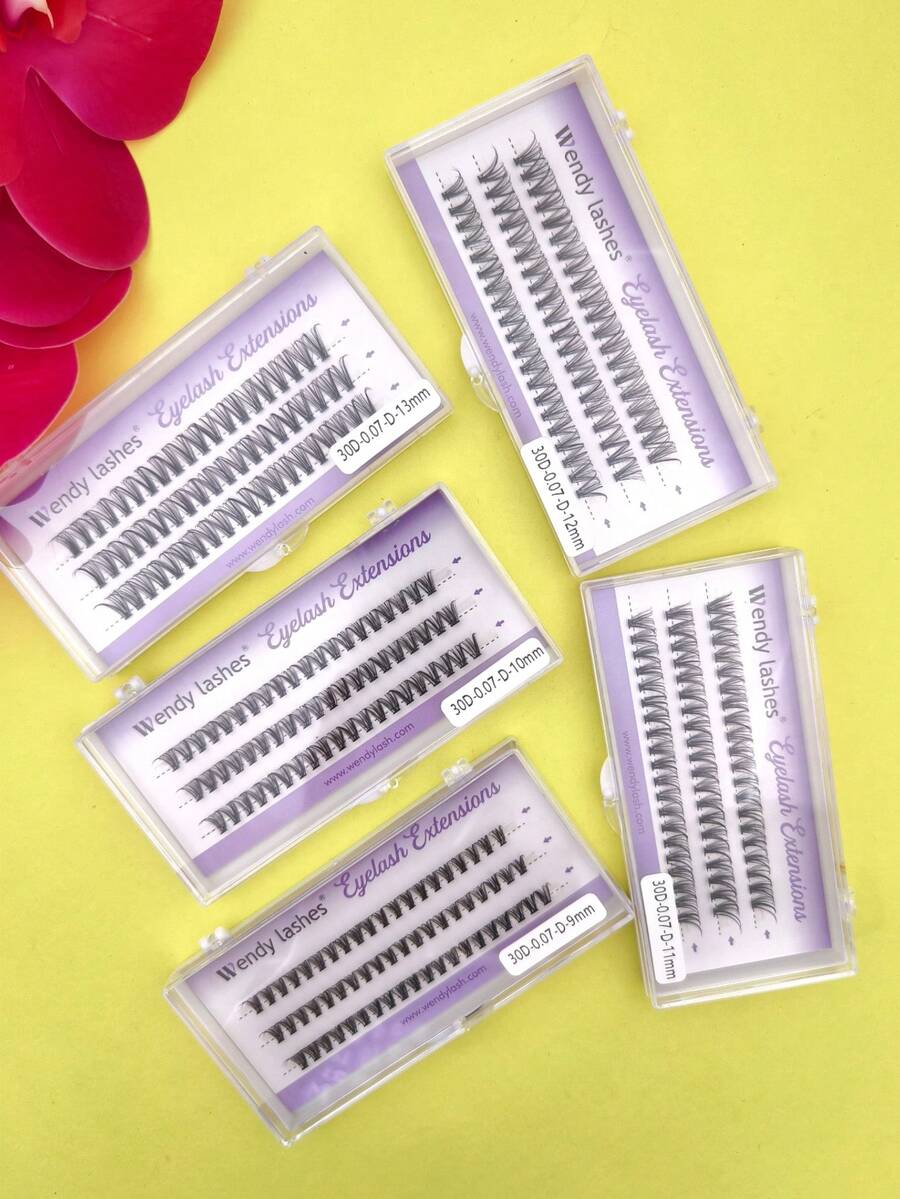 Box Of False Eyelashes - Knot-Free Clusters - NEW SHOW 30D-0.07-D 9-13MM T-676-30P - 9mm - Xem 1