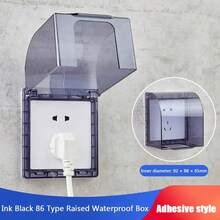 1Pc 86 Type Self-Adhesive Wall Socket Waterproof Box Electric Plug Cover Bathroom Wall Switch Protection Cover Socket Splash-Proof Box