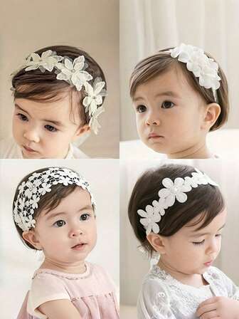 1pc Handmade Lace Princess Flower Baby Headband, Cute Embroidered Floral Wreath Hair Accessories, Random Style