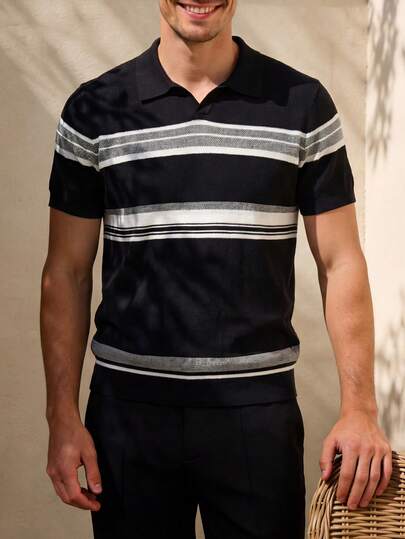  Áo Polo nam dệt kim phối màu tương phản ALTZTAR