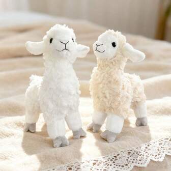 1pc Cute Cartoon Lamb Plush Doll Soft Stuffed Animal Simulation Sheep Doll Desk Decor Cuddly Alpaca Plush Doll, Children's Birthday/Christmas/Valentine's Day/Easter Gift