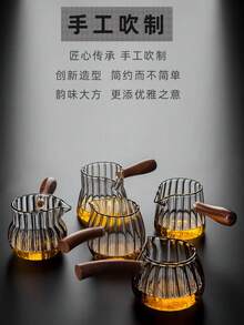 新款玻璃小奶壶，手工吹制玻璃奶杯，咖啡浓缩咖啡量杯，木柄小奶壶，奶杯 - 彩色 - 查看 8