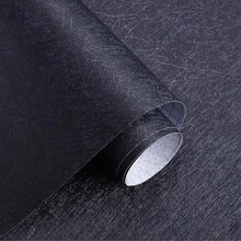 1卷黑色丝绸自粘墙纸，DIY加厚防水可移除贴纸，适用于卧室、客厅、橱柜、桌面，易于维护和安装，撕开即贴设计，尺寸：15.7英寸 x 39.3英寸 / 118.1英寸 / 196.8英寸 - 黑色 - 查看 5