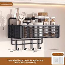 浴室置物架，储物架，浴室/卫生间壁挂式免钻孔置物架，卫生间挂篮 - 彩色 - 查看 6