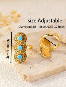 1 chiếc nhẫn cổ điển có thể điều chỉnh kích cỡ, mạ vàng, đính đá Zirconia đỏ/ngọc lục bảo/đen/xanh ngọc, dành cho nữ, trang sức cưới Trung Đông, hoàn hảo cho tiệc tùng, tiệc chiêu đãi, trang trí đám cưới, phụ kiện thanh lịch với thiết kế tinh tế. - Nhiều màu - Xem 2