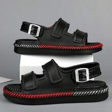 男女透气百搭时尚凉鞋，软底舒适沙滩/公园/旅行鞋 - 黑色 - 查看 10