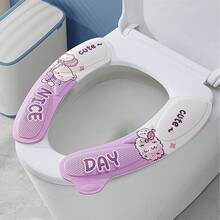 1 Stück dicke Toilettendeckel, wiederverwendbare selbstklebende EVA Toilettenauflage mit kreativem Kürbismuster, bequeme Toilettenauflage, waschbare tragbare Sitzauflage, einfach zu reinigen, elastisch und warm, geeignet für alle Jahreszeiten - Verschiedenfarbig - Übersicht 3