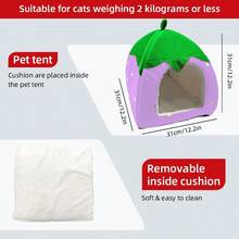 1pc Small Animal Hideaway Bed (New Larger Size, Suitable For Cats Up To 2kg), Warm Wool Cushion Cup Washable Winter Sleep House, Suitable For Small Pets/Ferrets/Hedgehogs (Strawberry Style), Available In Multiple Colors - Multicolor - View 17