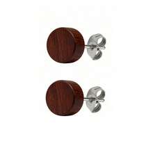 1-3对木质耳钉，杠铃式木质耳环，男士木质耳环，圣诞节、新年、情人节节日礼物 - 彩色 - 查看 32