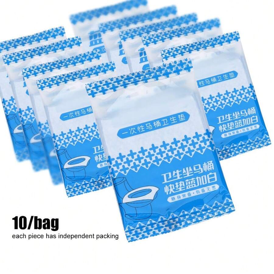 10PCS/Bag Waterproof Disposable Single Independent Packaging Toilet Seat Paper Mat Cover - Blanco - Ver 1