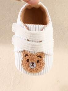 1 Pair Cartoon Hook And Loop Flat Design Cute Infant Toddler Indoor Walking Shoes, Suitable For Spring & Autumn - White - View 9