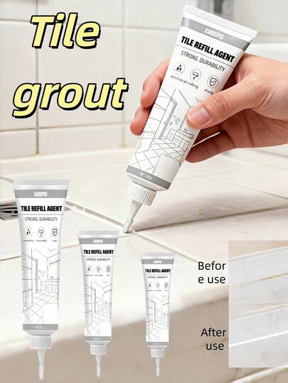 1pc EAREPIS Tile Grout, Specially Designed For Floor Tiles, Household Waterproof Grout, Tile Grouting Material - Tile Filler - Waterproof Sealant - White Tile Grout, Waterproof Adhesive, Suitable For Floors, Walls And Countertops - Universal Filling Solution For Various Applications
