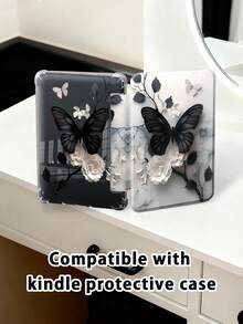 动感黑色蝴蝶图案平板电脑保护套，兼容 Air 11 英寸 M3 2025 / M2 2024、Air 第五代 2022、(A16) 11 英寸第十一代 2025、Galaxy Tab、Kindle Paperwhite 第十二代 2024，透明后盖，时尚图案保护套，具备自动休眠/唤醒功能和气囊保护，适合作为礼品和办公用品。 - 彩色 - 查看 7