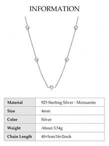 XUJIA 一件时尚简约新娘首饰，925纯银圆形切割，镶嵌2.5毫米（0.06克拉）/4毫米（0.3克拉）莫桑石，配有女士项链，适合万圣节派对、圣诞节、送给女朋友或作为生日礼物。 - NMO-002 - 查看 16