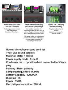 Kit Mikrofon Kondensor BM800 + Kartu Suara F998, Cocok untuk Perekaman Komputer, Obrolan Suara Game, Pengambilan Sampel Berkualitas Tinggi, Penggunaan di Rumah, Juga Hadiah Ideal untuk Ulang Tahun, Natal, Thanksgiving, Tahun Baru - XLR - View 12