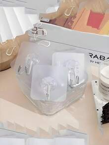 2/4/10pcs Modern Stainless Steel Towel Hooks | Wall Mounted, Self-Adhesive, Brushed Surface, No Drilling Required, Polished ABS Plastic - Multicolor - View 8