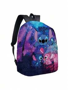 史迪奇2件套3D全印花卡通史迪奇背包和铅笔盒套装，大容量卡通背包，旅行收纳包，化妆包，旅行整理包 - 彩色 - 查看 6