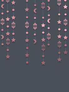 1pc 3 Meters Gold Star & Moon Garland Decor, Hanging Stars, Moons, Dots & Crescent String Lights And Ribbons, For Backdrop Banner, Suitable For Home Decor, Festivals, New Year Celebrations, Weddings And Birthday Parties - Multicolor - View 5
