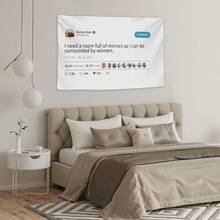 Tapestry Tweet Flags, Naps Are Awesome With Installation Tool, Funny Flags For Room College University Dorm Guys Rapper Wall Decorations Meme Gift(40x30inch/60x40inch/60x51inch/80x60inch) - 我需要一間滿是鏡子的房間 - 查看 4