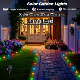 10/40 LED Luces solares para patio exterior, Luces solares exteriores, Luces solares exteriores, Luces decorativas exteriores, Luces guía LED solares, Luces decorativas solares, Diseño lindo y juguetón, Adecuado para jardines, paisajes, patios, hogares, fiestas al aire libre, Halloween, ambiente de césped festivo, reuniones familiares, iluminación nocturna y decoración navideña, Luces decorativas solares de Navidad, Luces solares