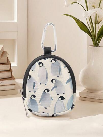 1pc Penguin, Flamingo, Sloth, Paw Print, Dinosaur Pattern Coin Purse Card Holder, Lightweight Pouch With Clip For Coins, Cards, Accessories, Keys, Ideal As Multipurpose Organizer Pouch For Girls And Boys, Great Gift For Friends