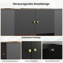 Modern Kitchen Island, Kitchen Cabinet, Sideboard, Kitchen Cabinet With Drawers And Shelves, Display Cabinet For Kitchen And Dining Room, Black - Black - View 4