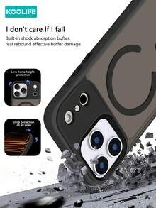 Funda protectora de teléfono Koolife 1 pieza con carga magnética, anti-caída, anti-golpes, con acabado mate y sensación de piel, diseño de marco de espejo personalizado con gran orificio para cámara PC+TPU compatible con Apple 17/17 Air/17 Pro Max/16/16pro/16plus/16promax/11/11pro/11promax/12/12pro/12promax/13/13pro/13promax/14/14plus/14pro/14promax/15/15pro/15plus/15promax y Galaxy S25Ultra/24Plus/23/Galaxy 22