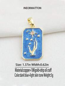1pc Tarot Card, Palm, Sun, Heart, Devil's Eye, Snake Enamel 18K Gold DIY Pendant Charm For Bracelet, Necklace, Keychain, Jewelry Making, Accessories, Amulet, Phone Charm, Bag Decoration, Craft, Display, Earrings, Necklace, Keychain, Jewelry, Chat, Women's Accessories, Evil, Jewelry Maker, Women's Keychain - Multicolor - View 5