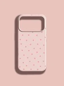Pink Liquid Silicone 1pc Heart-Shaped Valentine's Day Pattern, Large Hole Shockproof Phone Case, Silicone Material, Can Be Given As Holiday Gift, Compatible With Apple Compatible With IPhone Xs/Xsmax/Xr/11 12 13 14 15 16pro/Promax/14 15 16plus/17, Unisex, Birthday Gift Anniversary Party - Multicolor - View 2