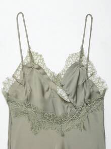 DEEKA 夏季新款女士时尚性感不对称蕾丝连衣裙，欧美风格 - 豆綠 - 查看 10