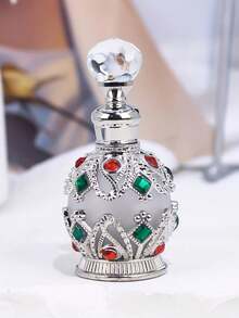 15毫升复古圆形珐琅玻璃香水瓶，可重复灌装精油容器，假日旅行必备，香水和精油分装瓶（仅含瓶子，不含香水） - 彩色 - 查看 8