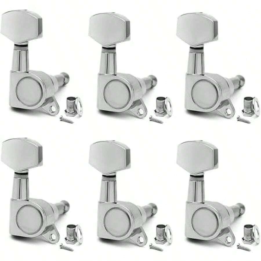 Juego Completo de Clavijas de Afinación para Guitarra 3+3 con Accesorios Incluidos, Clavijas Semicerradas en Línea, Compatibles con Diversos Tipos de Guitarras - / - Ver 1