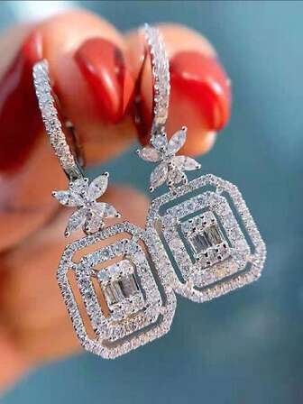 Cubic Zirconia Decor Earrings