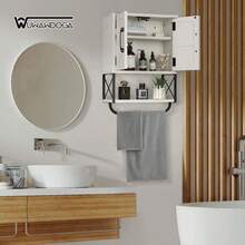 Moderno Mueble de Baño Minimalista de Tres Niveles con Dos Puertas, Botiquín Mueble de Pared, Ideal para Baño y Salón, Fácil de Montar - Blanco - Ver 9
